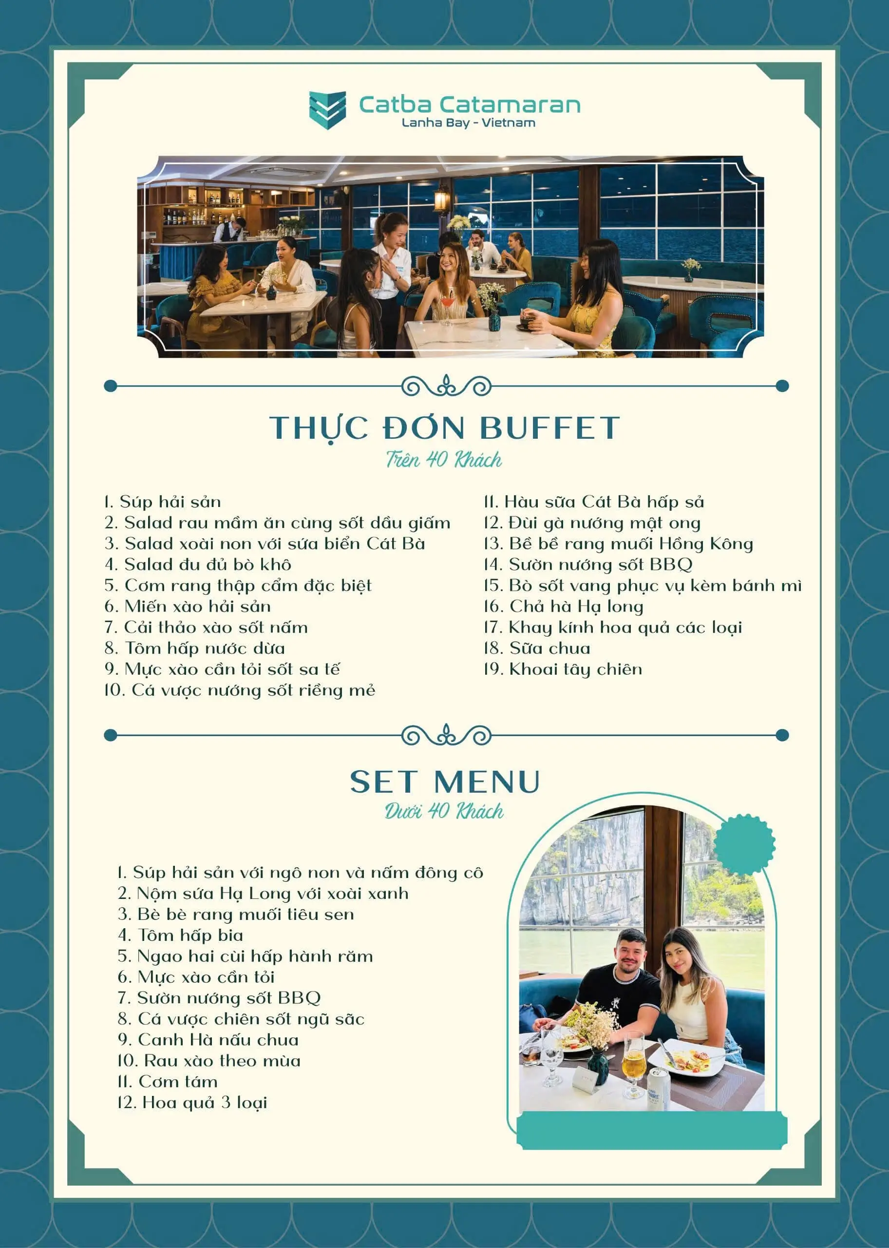Menu ăn trưa du thuyền Catamaran Crusie