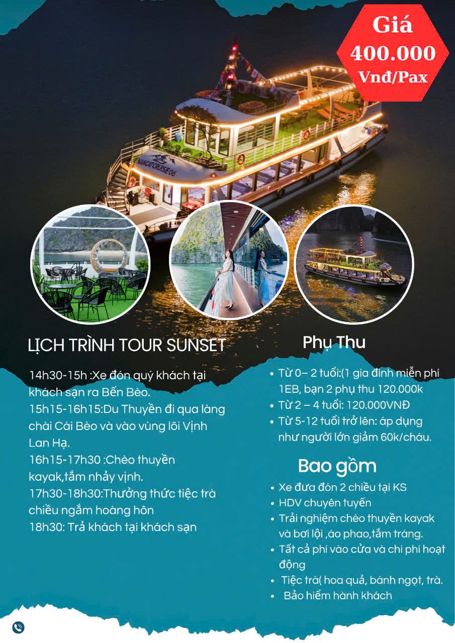 tour vịnh Lan Hạ nửa ngày ngắm hoàng hôn