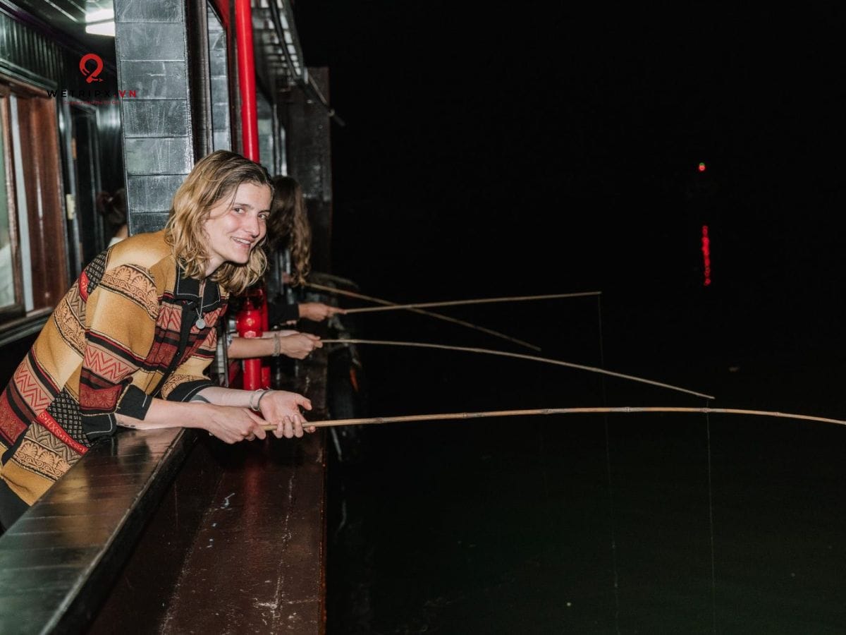 Trying night squid fishing under the lights on Lan Ha Bay.