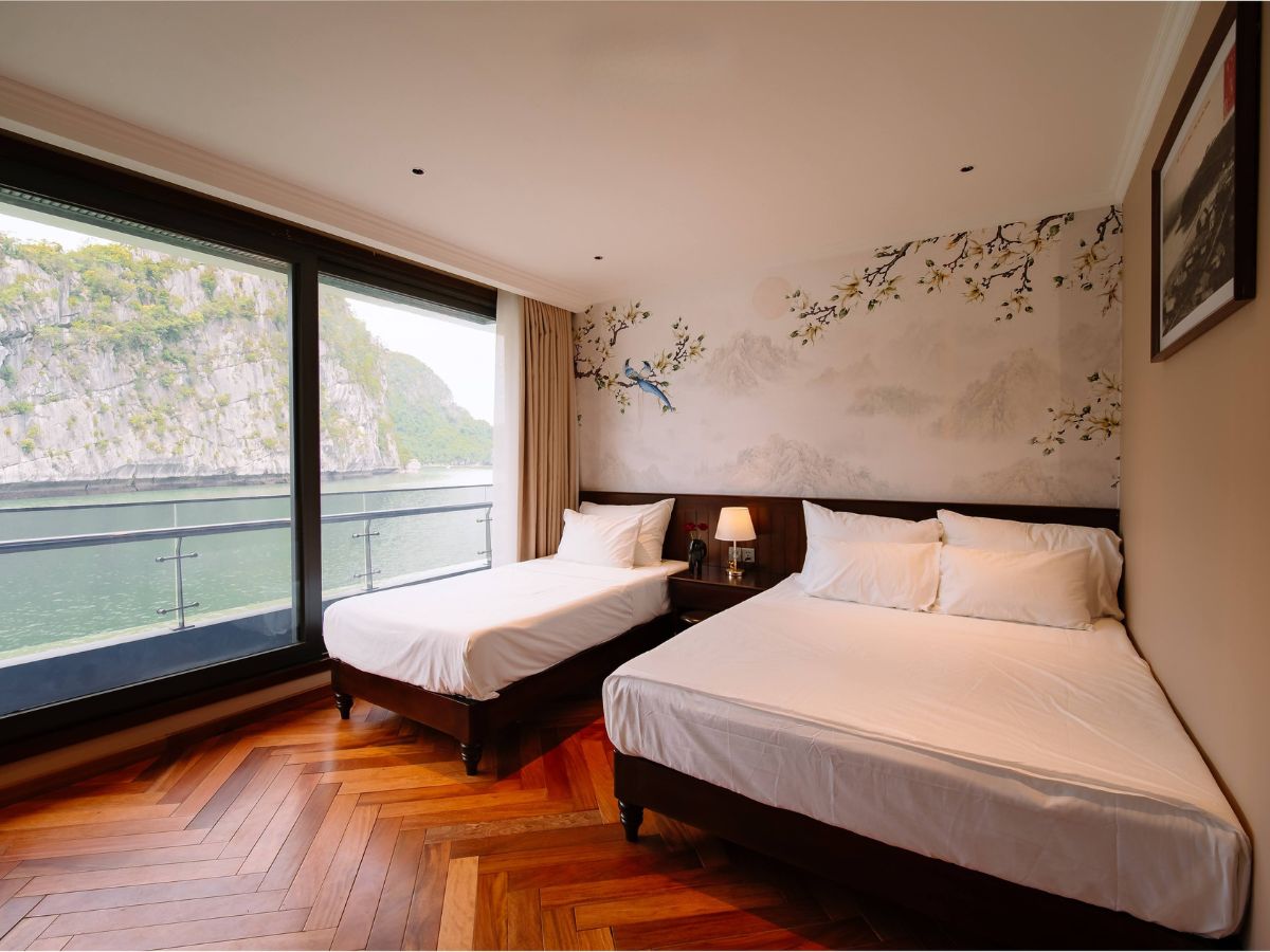 Check-in to a cabin with a private balcony